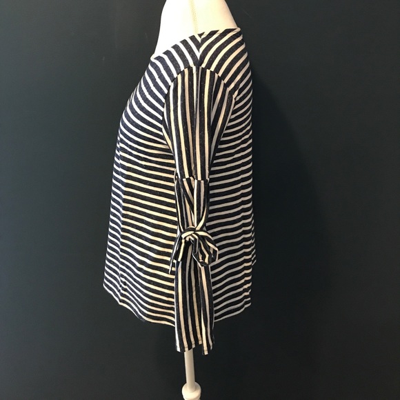 Striped Navy & White Top with Arm Tie Strings - Picture 7 of 8